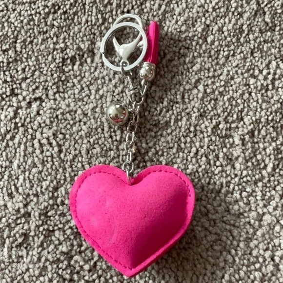 Heart Pink Squares Rhinestone Keychain Purse Decor - Picture 2 of 3